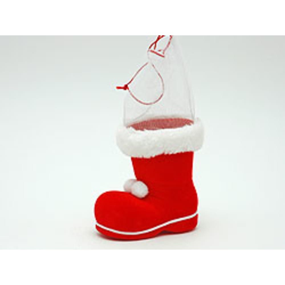 HundB Weihnachtsfigur Nikolausstiefel Rot Velours Netz 1 Stück (Stück, 1 St., Nikolausstiefel), Weihnachtsstiefel Nikolaussocke Geschenkstiefel Veloursstiefel