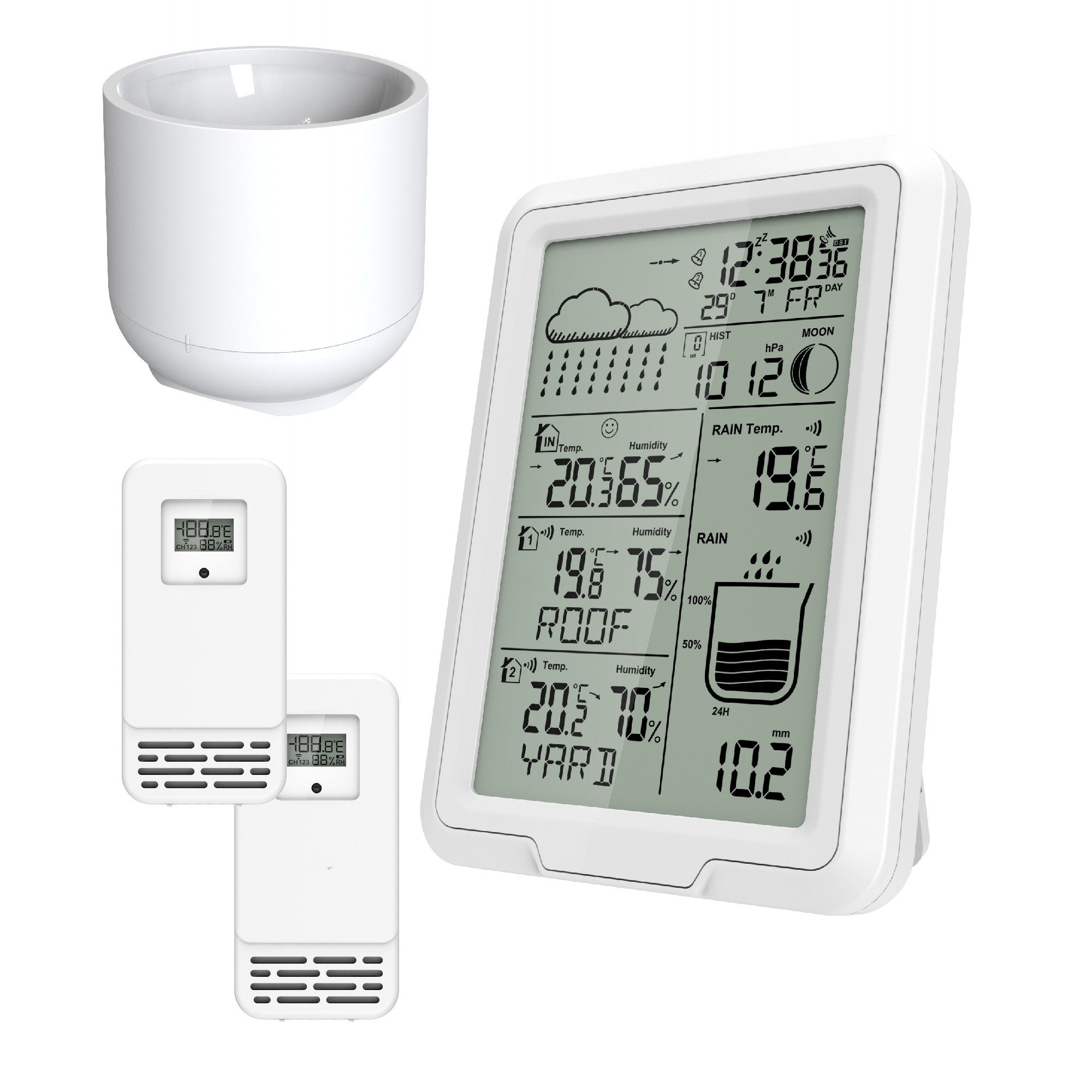Klimamesser Funk-Wetterstation, 2 Außensensoren & Regenmesser, günstig online kaufen