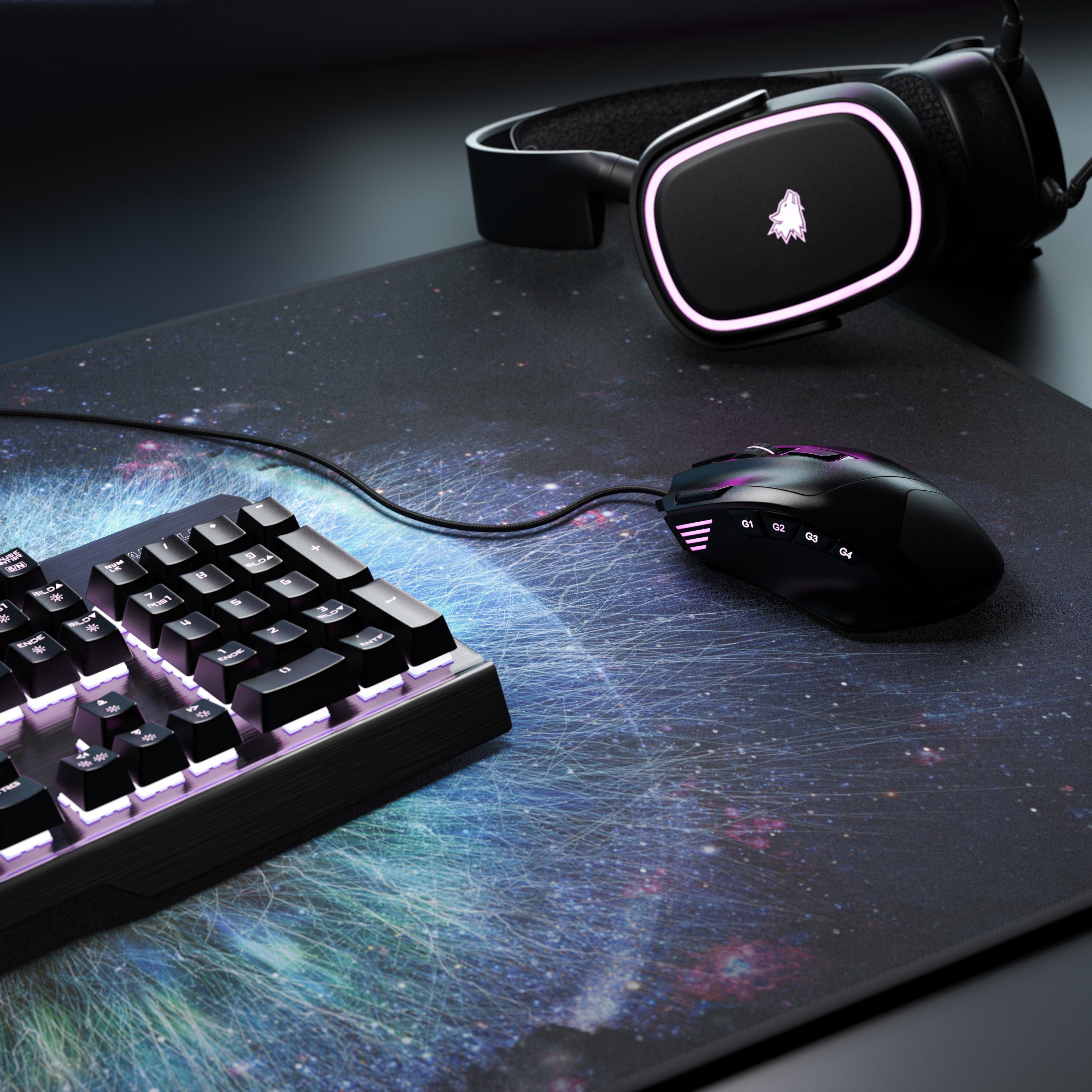 Titanwolf Gaming Mauspad XXL Speed Mousepad 900 x 400 x 3 mm, große Tischunterlage (1-St), rutschfest, abwaschbar, Geschwindigkeit & Präzision, Galaxy Eye – Bild 5 von 5