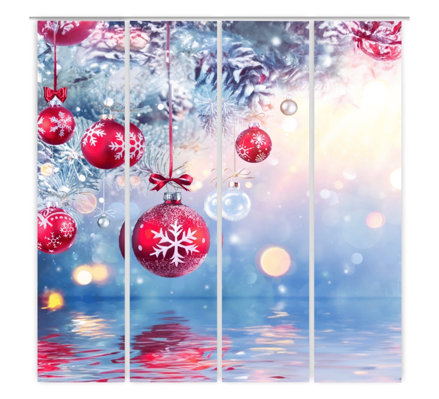 Schiebegardine Weihnachten in blau 4er Set 260 cm lang selbst kürzbar