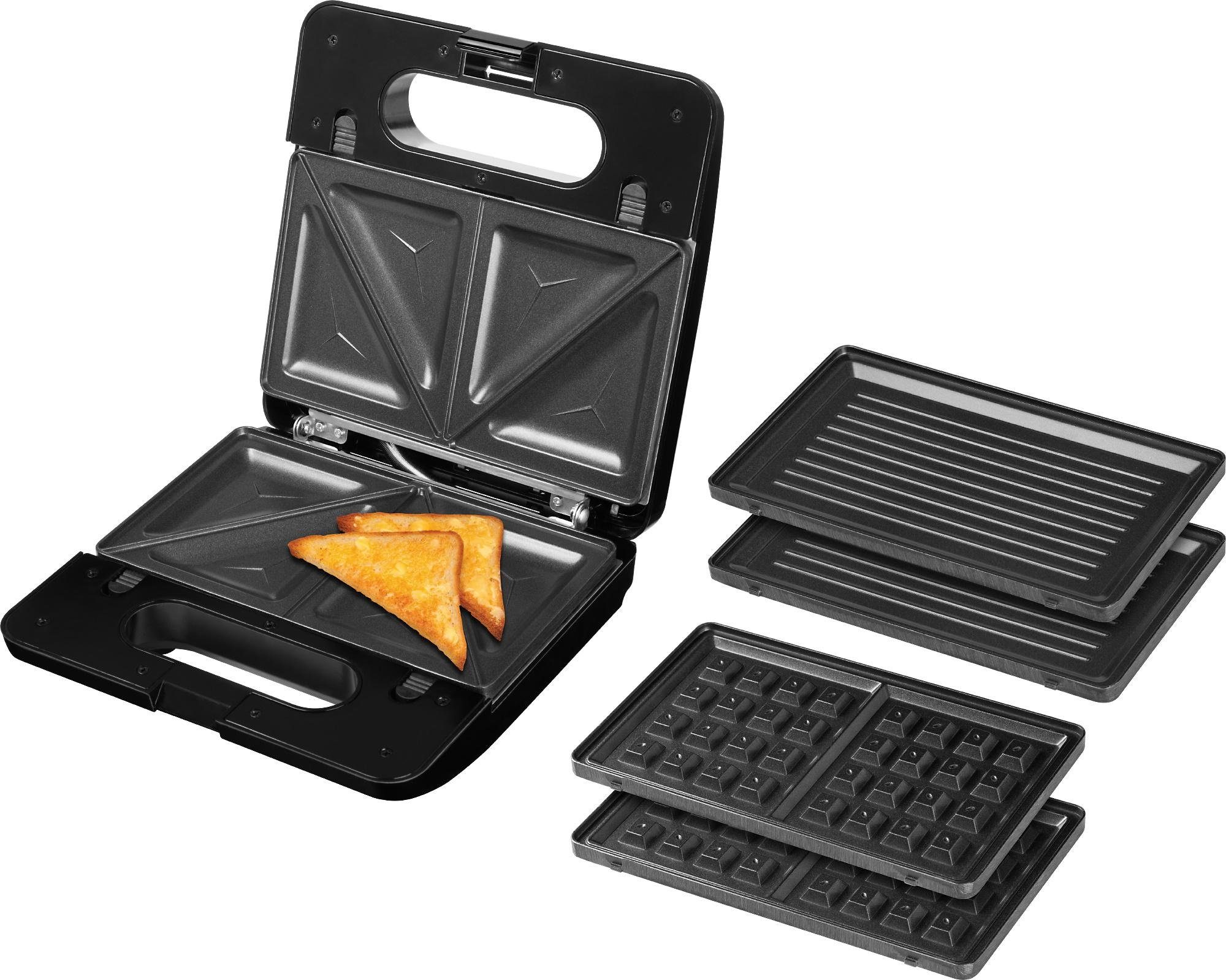 ECG Sandwichmaker S 3173 3in1 Triangle, 750 W, 3 Sätze austauschbarer Platten