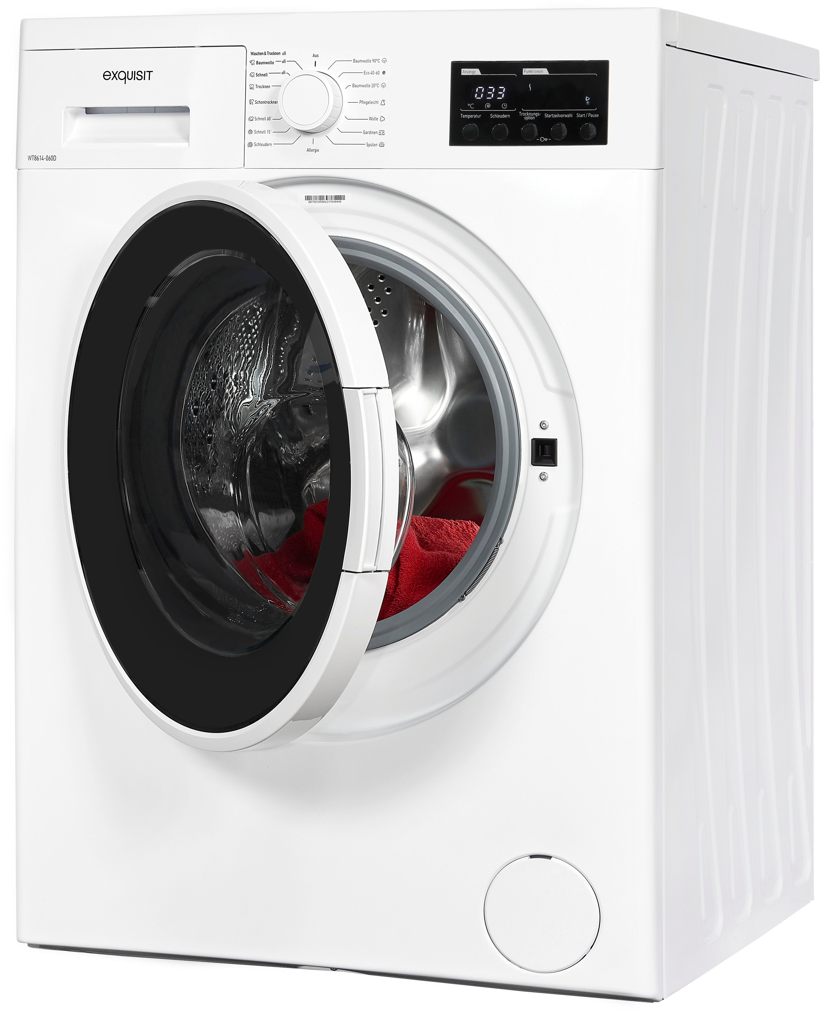 exquisit Waschmaschine WT8614-060D, Waschen & Trocknen 6 kg & Waschen 8 kg,  1400 U/min, Waschtrockner mit 15 Programmen, Display, Allergiker Programm  online kaufen | OTTO