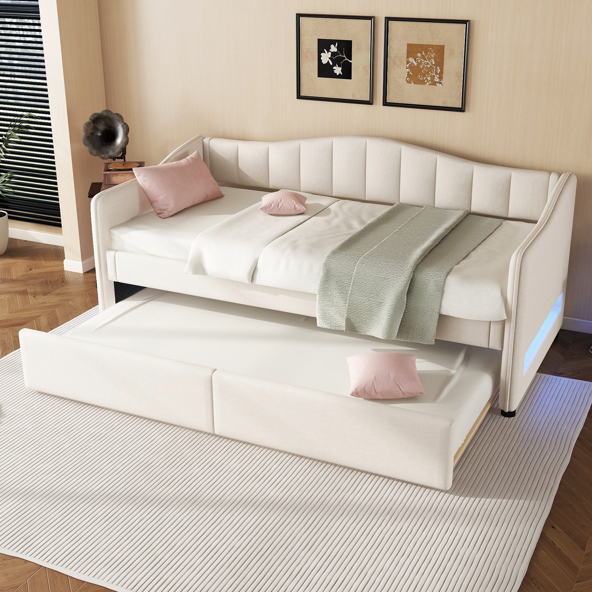Flieks Daybett, LED Schlafsofa Polsterbett 90x200cm günstig online kaufen