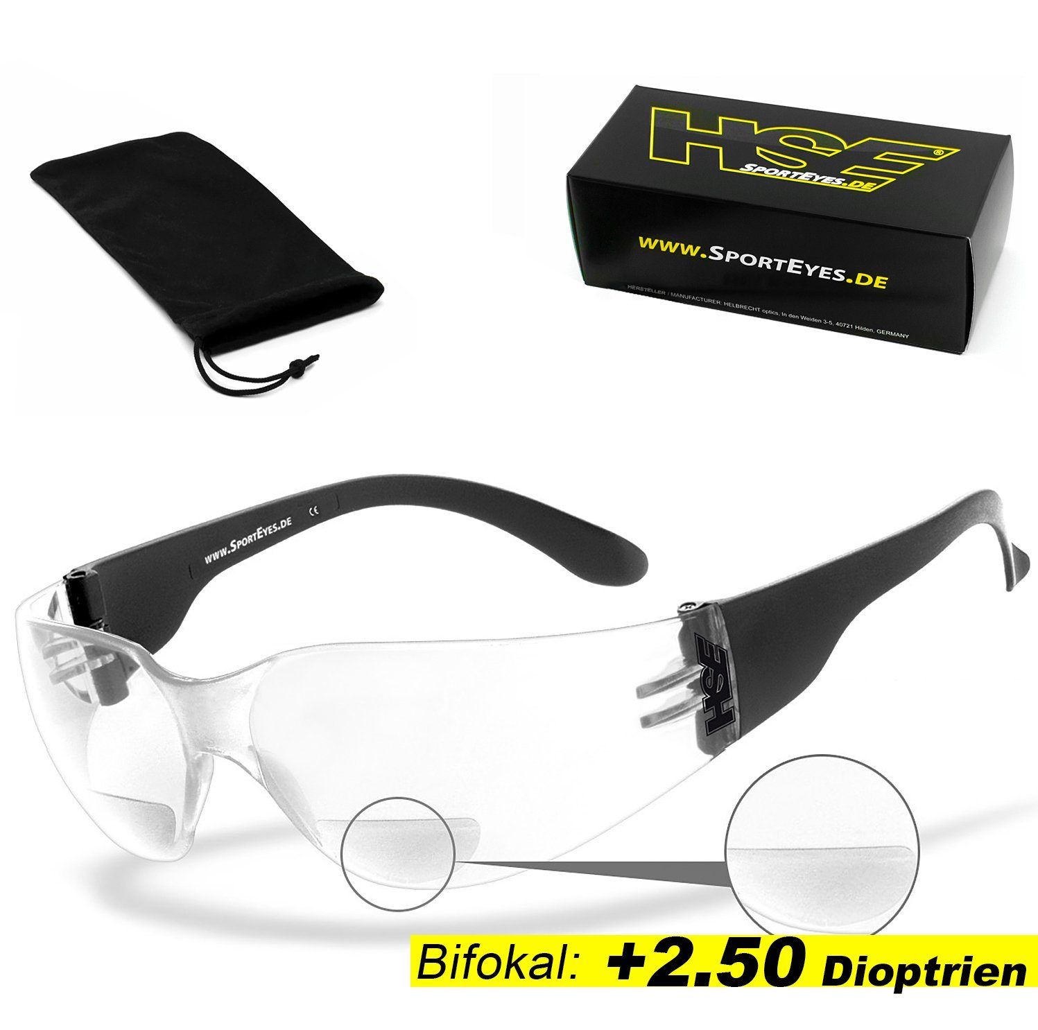 HSE - SportEyes Sportbrille SPRINTER 2.3, Leseteil (1 bis +3 Dioptrien)