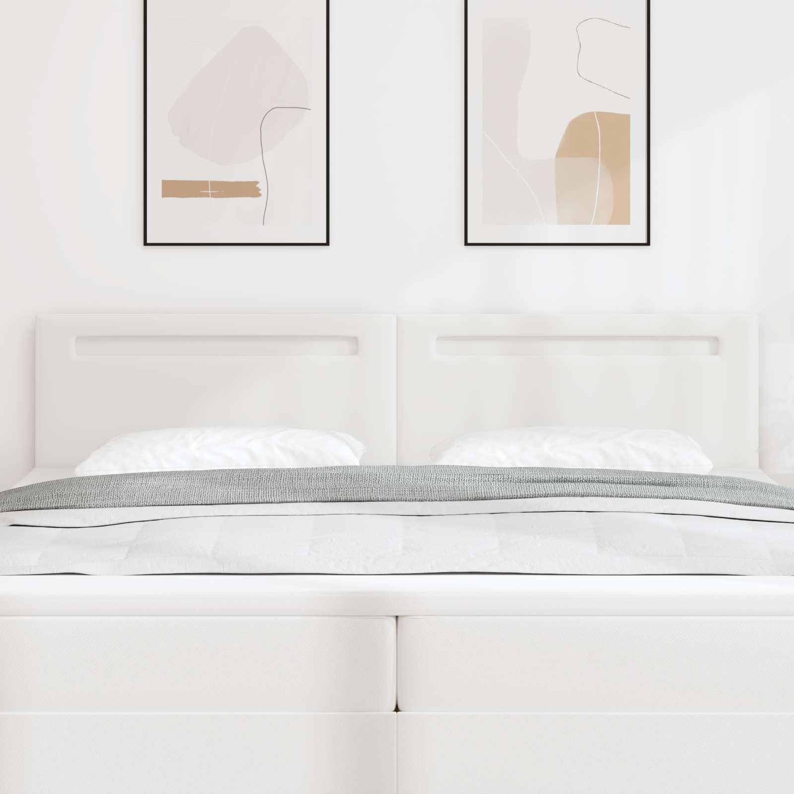 vidaXL Bett LED Kopfteil Weiß Kunstleder (1-tlg) – Bild 2 von 5