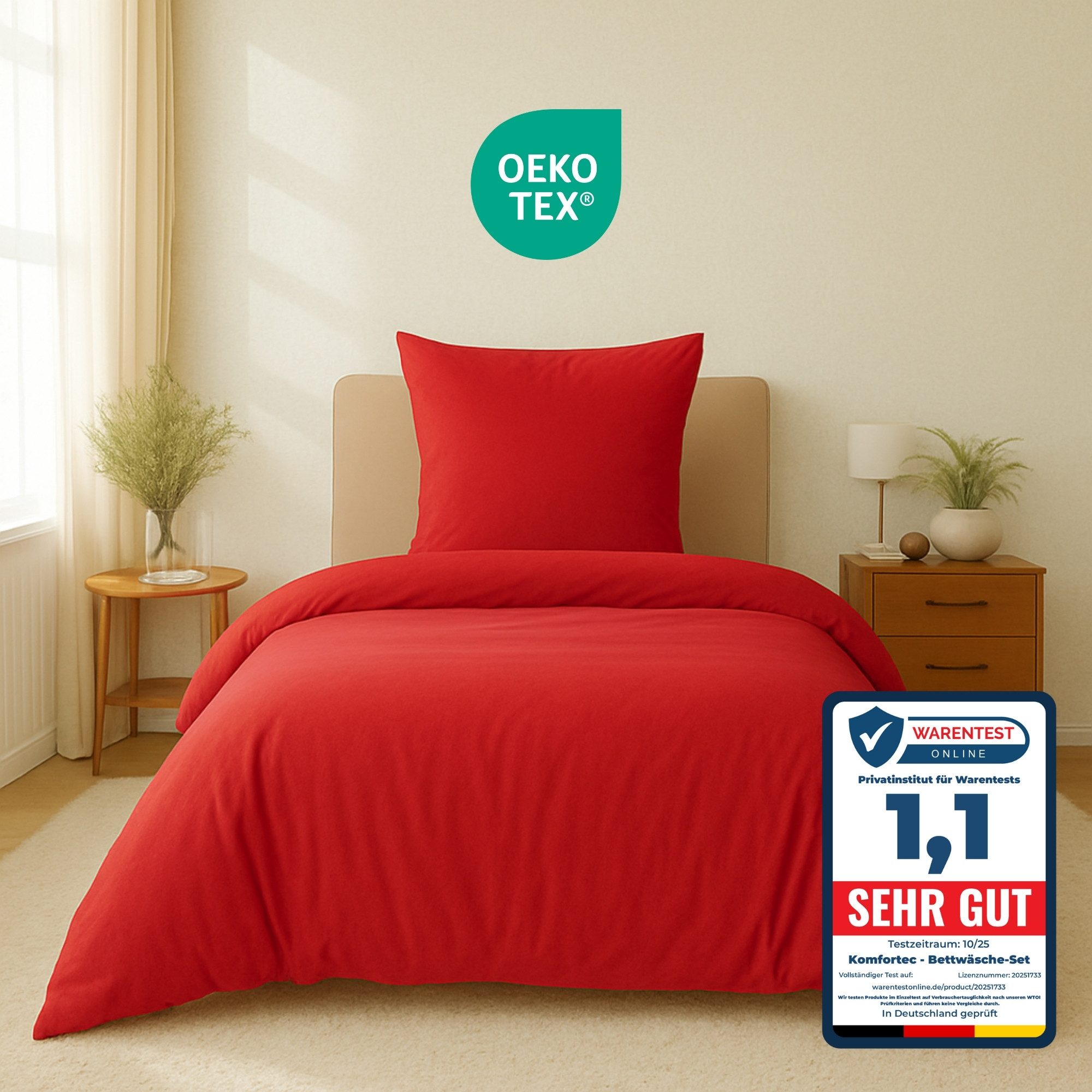 Komfortec Bettwäsche Premium, 135 x 200 bis 220 x 240 cm, 6 verschiedene Größen zur Auswahl, gebürstet 100% Mikrofaser, 2 teilig, Superweiches Bettwäsche-Set, Knitterfrei, Atmungsaktiv