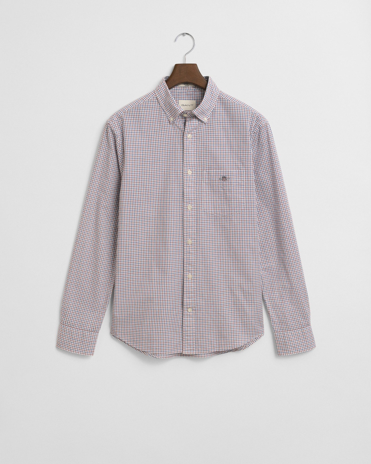 Langarmhemd Classic Popeline Hemd mit Mikro-Karomuster - Regular Fit
