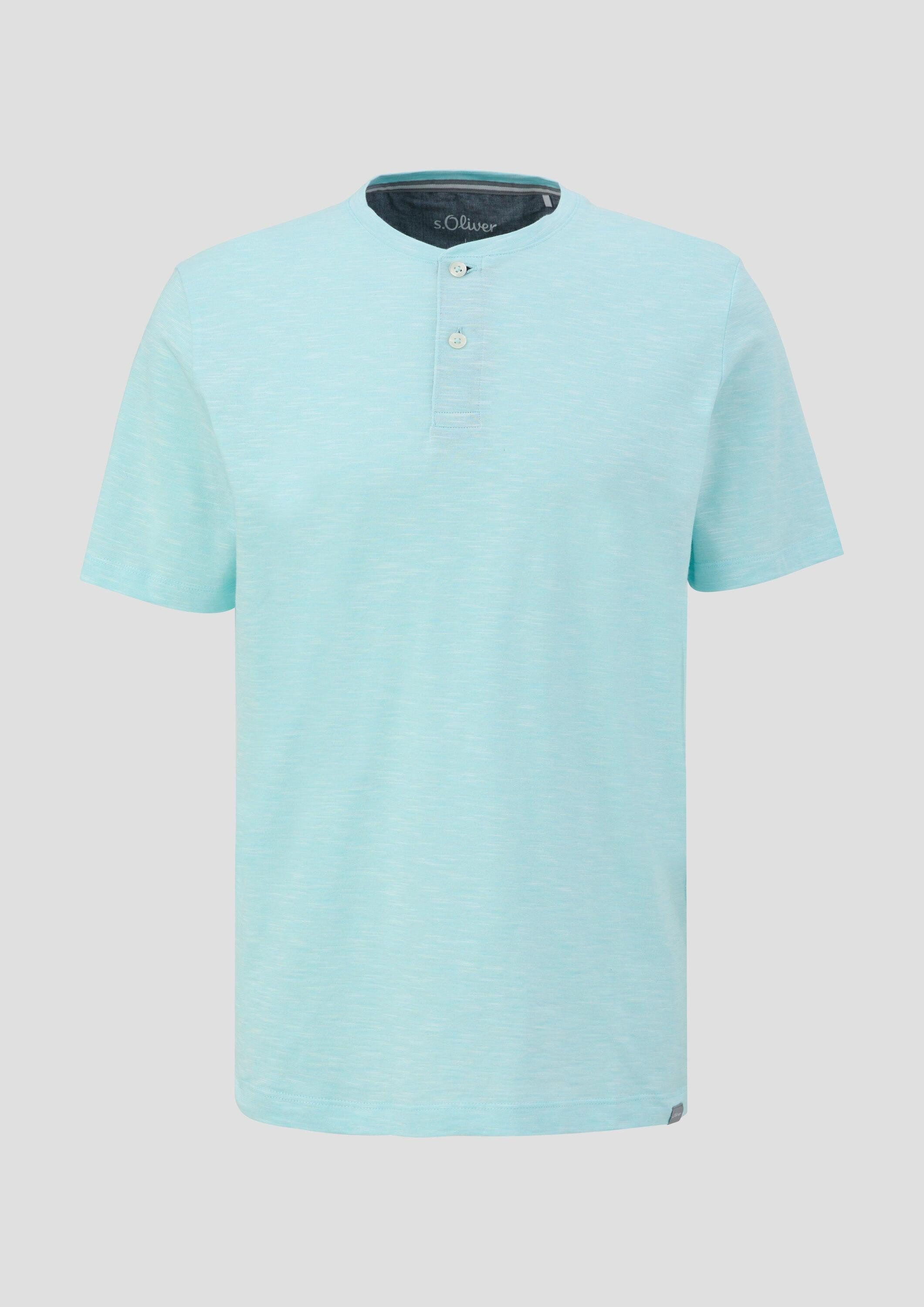 s.Oliver Kurzarmshirt T-Shirt Baumwollshirt mit Henleyausschnitt