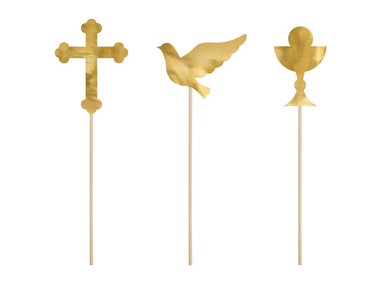 partydeco Tortenstecker, Cake Topper Erstkommunion 31,5cm gold 6er Set