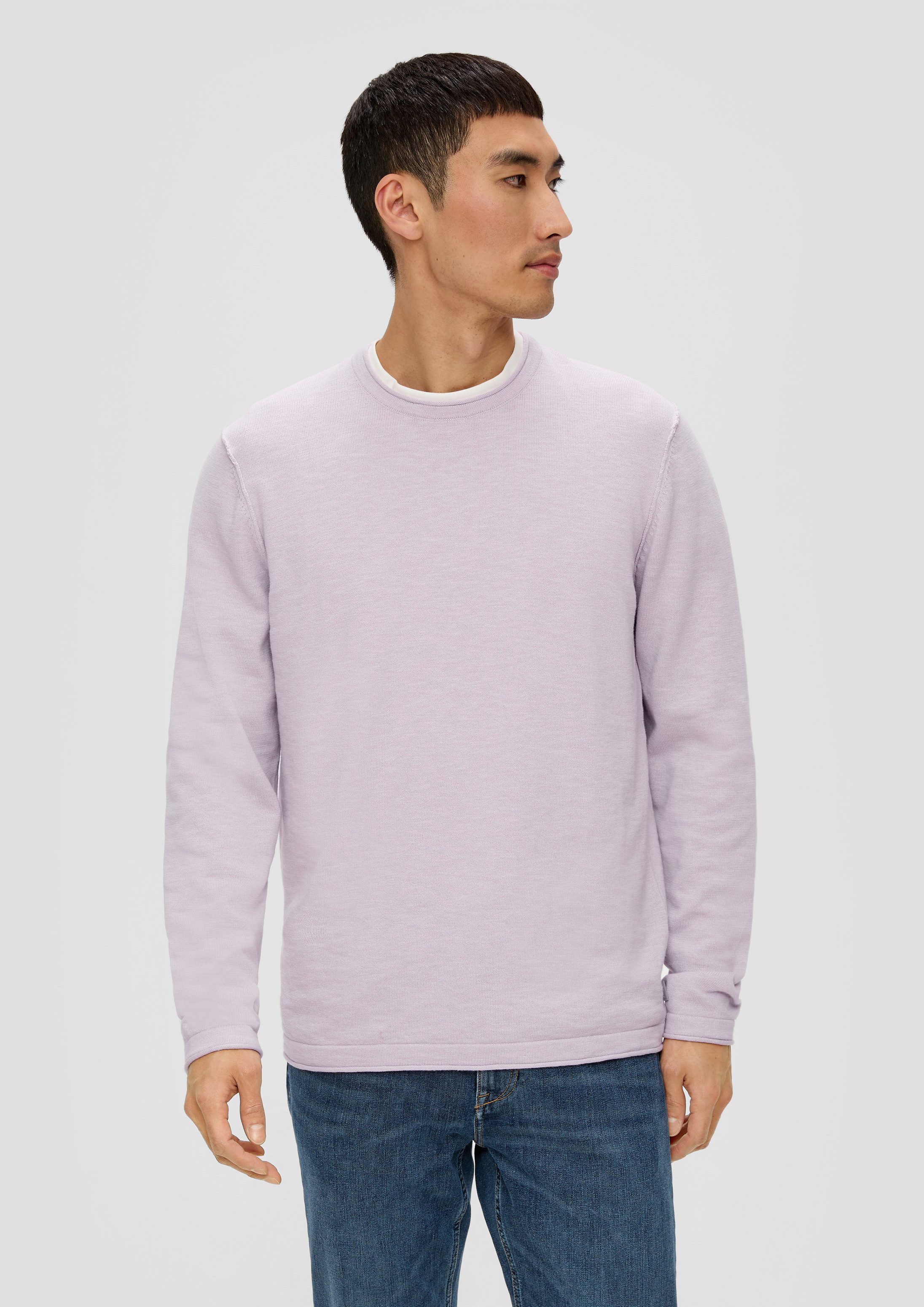 s.Oliver Longpullover Strickpullover Strickpullover mit Rollkante