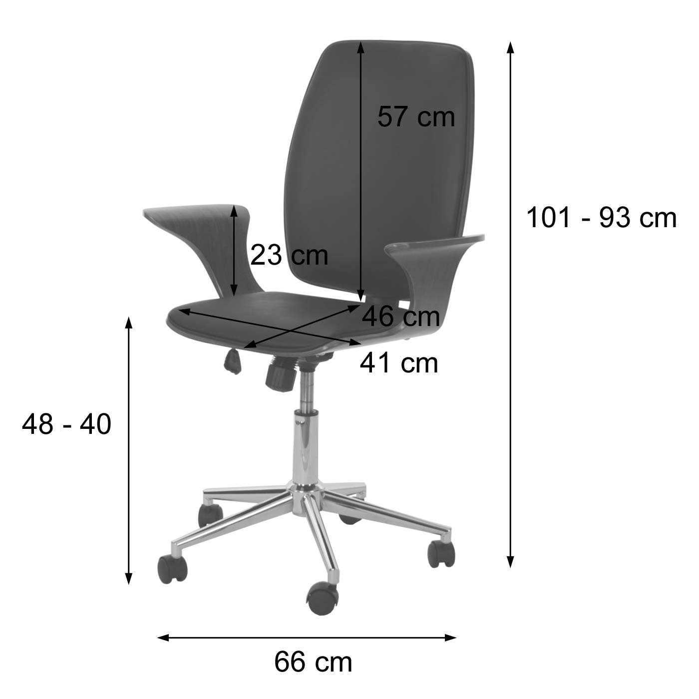 Härtegrad braun, Sitzschale MCW-C54, Armlehnen Schreibtischstuhl einstellbar, schwarz mit Wipptechnik, MCW