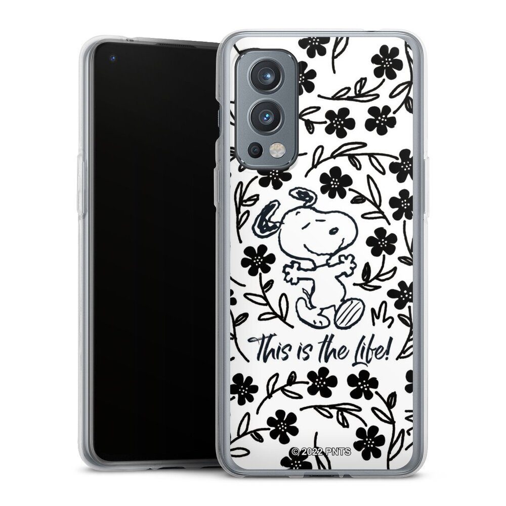 DeinDesign Handyhülle Peanuts Blumen Snoopy Snoopy Black and White This Is The Life, OnePlus Nord 2 5G Silikon Hülle Bumper Case Handy Schutzhülle