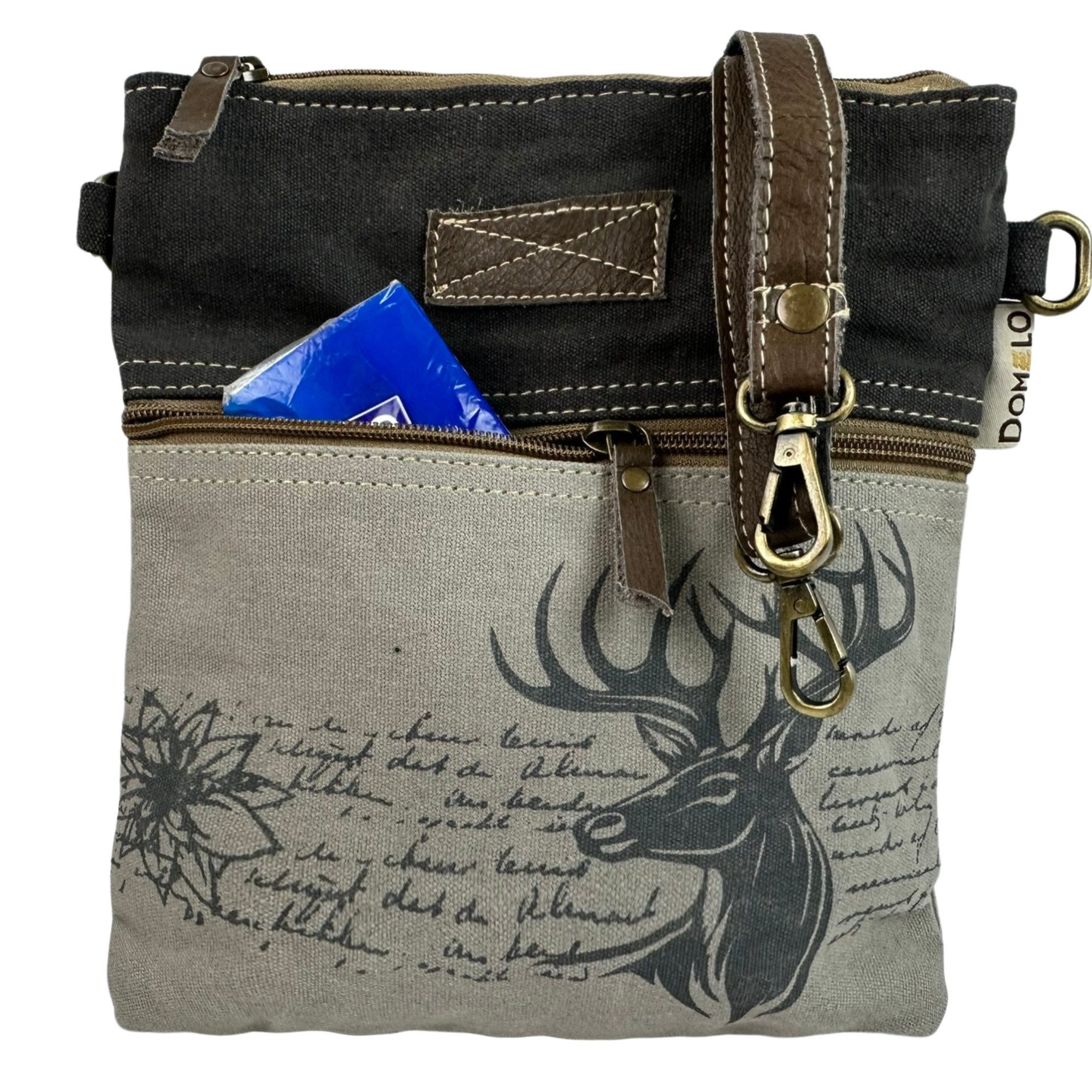 Domelo Trachtentasche Domelo Trachtentasche Canvas & Leder Umhängetasche Hirsch – Bild 4 von 5