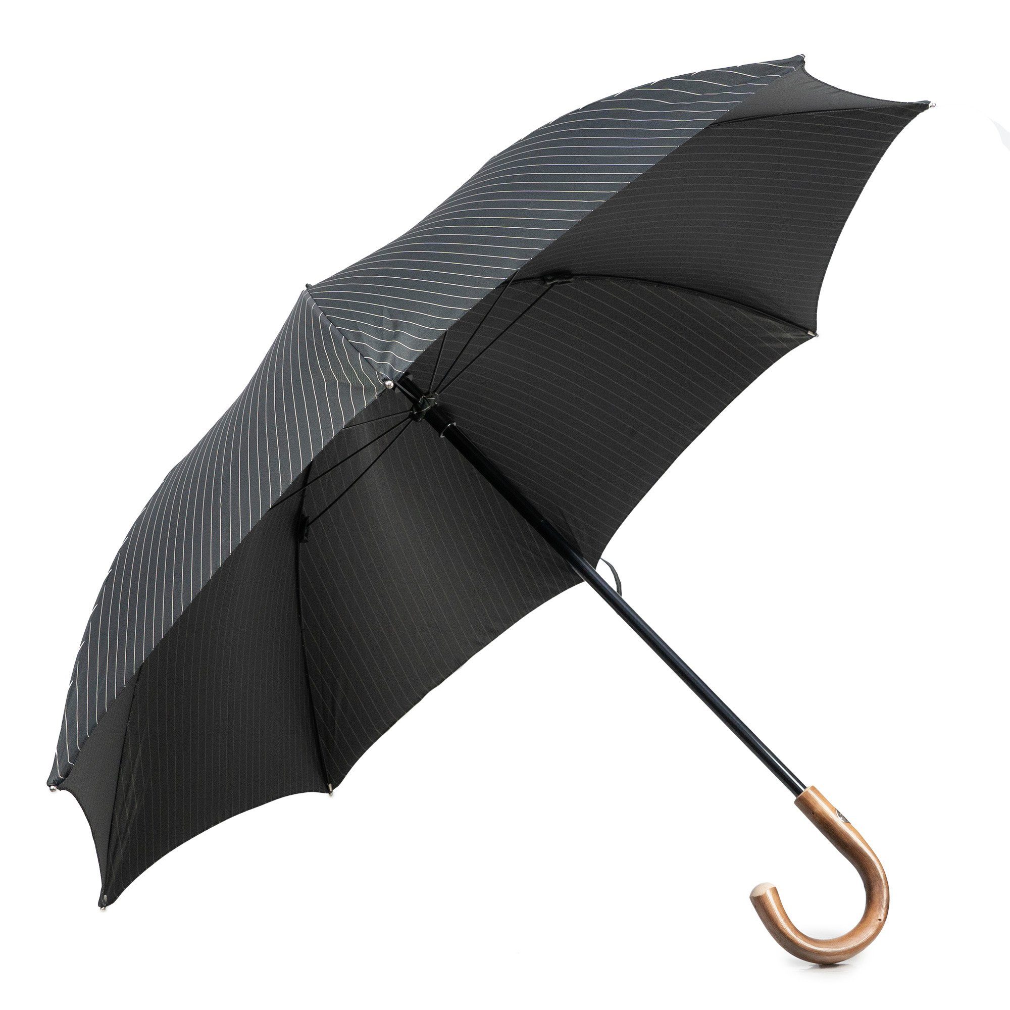 Italy Stockregenschirm, Francesco Handmade Luxus-Regenschirm, schwarz-gestreift, in Maglia