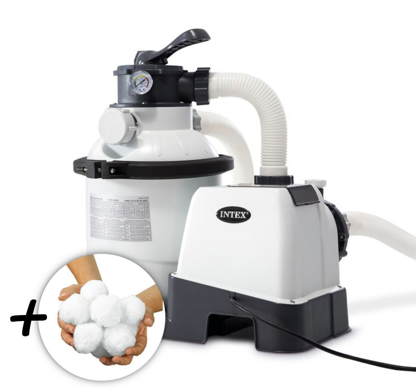 Sandfilteranlage RCD Sandfilterpumpe (4,5m³l/hr, bis 20m³ Pool) + Filterkugeln (450g)