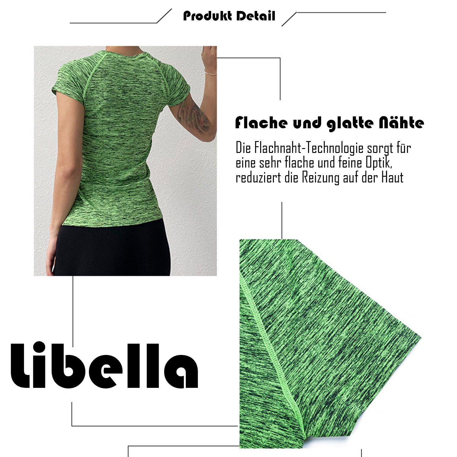 Libella T-Shirt 1502 Training Yoga Sportshirt T-Shirt 4er-Pack-Zufall 3er-Pack) Top Laufshirt Kurzarm Damen (3er-Pack