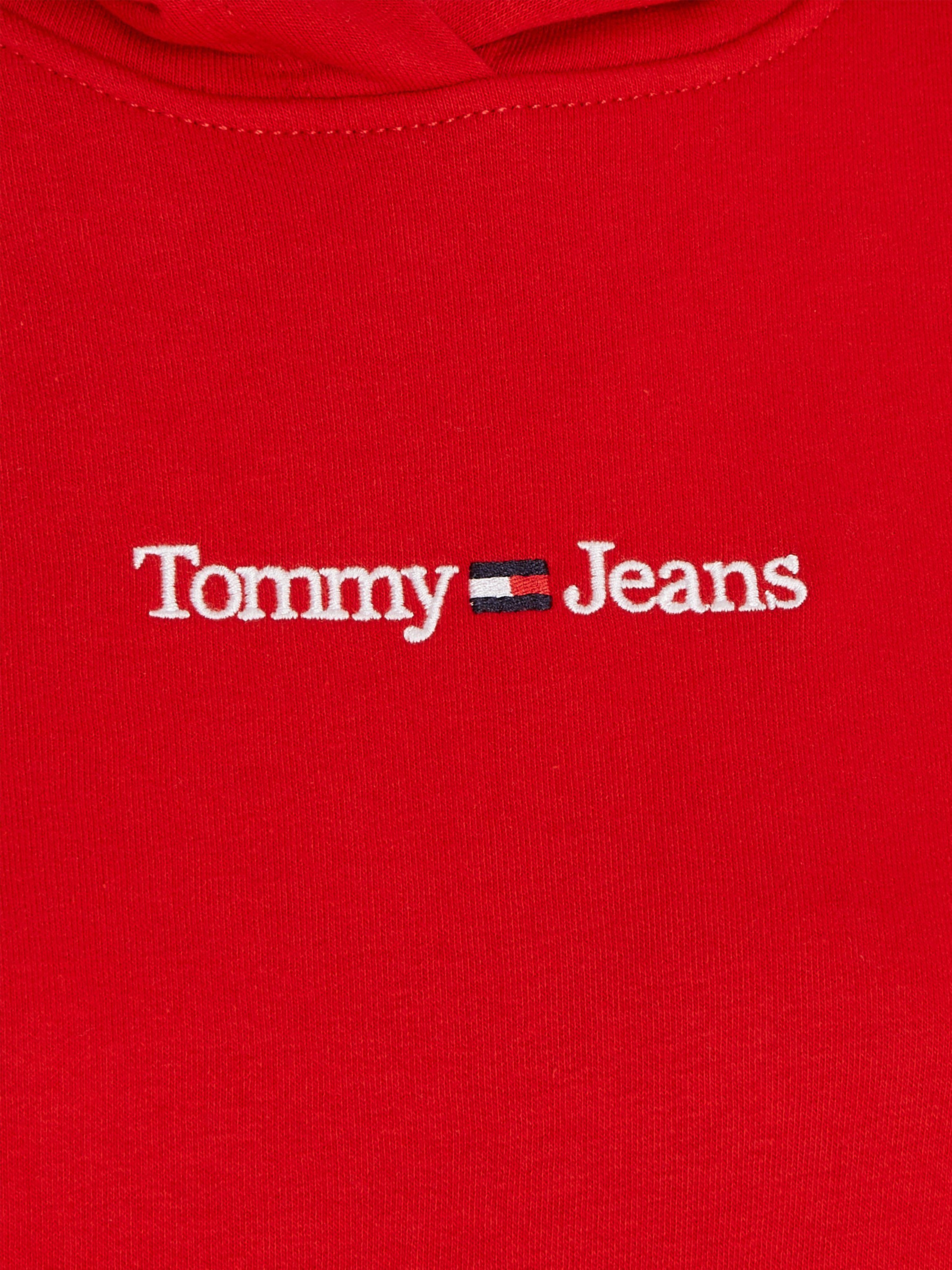 TJW REG Logoschriftzug Jeans Tommy SERIF hellrot HOODIE Kapuzensweatshirt Tommy mit Jeans LINEAR