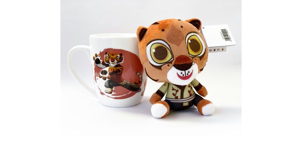 DreamWorks Tasse Keramik 300 ml + Plüschtier Tigress Tiger little Dreamers Geschenk Set, 2-teilig