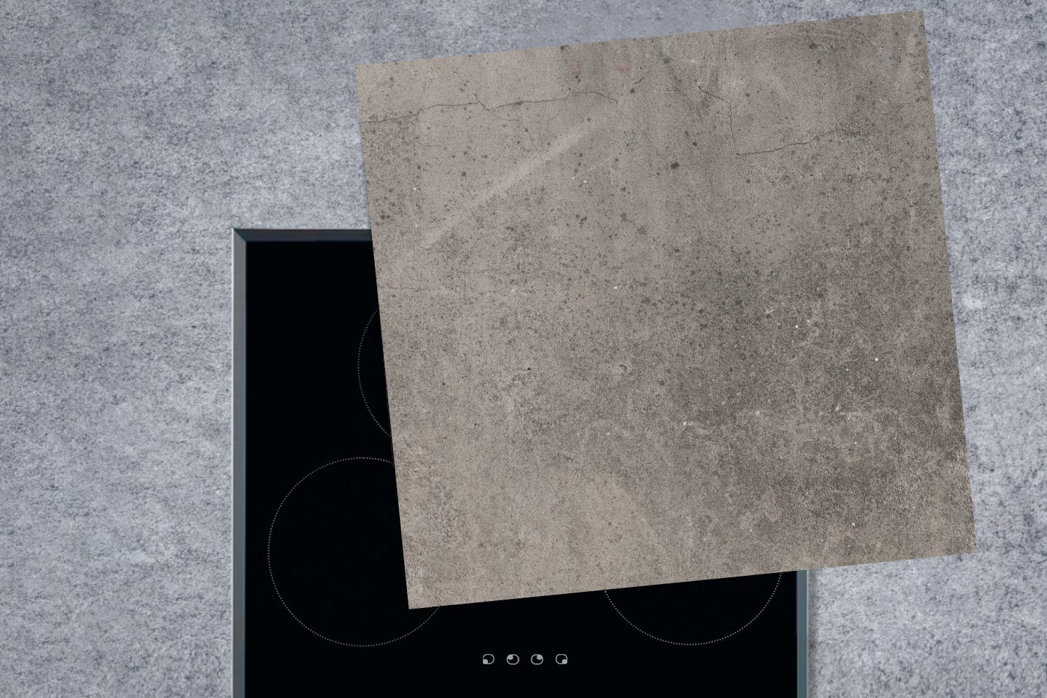Vinyl, Arbeitsplatte Zement, für - cm, - tlg), Leitung Herdblende-/Abdeckplatte (1 Beton Ceranfeldabdeckung, 78x78 küche MuchoWow