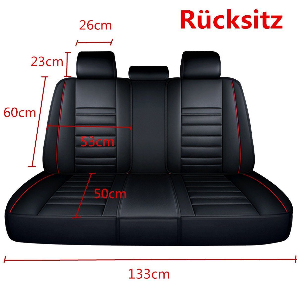 ELUTO Car Seat Cover, Universal Luxury 5 Seat Car Seat Covers Faux Leather Complete Set