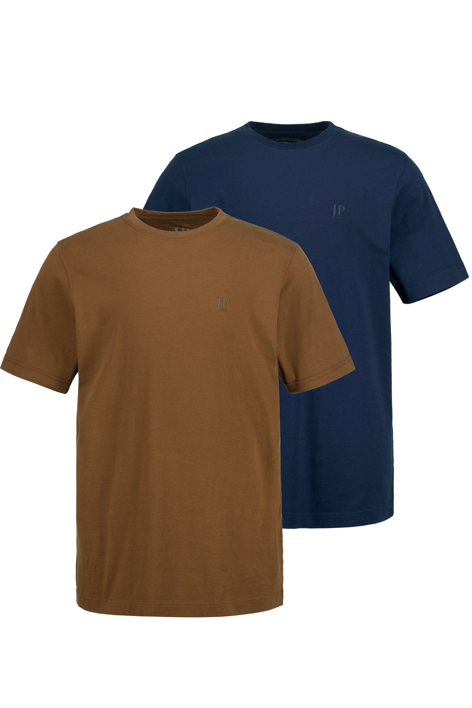 JP1880 T-Shirt T-Shirts Basic 2er-Pack Rundhals bis 8XL (2-tlg) mokkabraun | T-Shirts