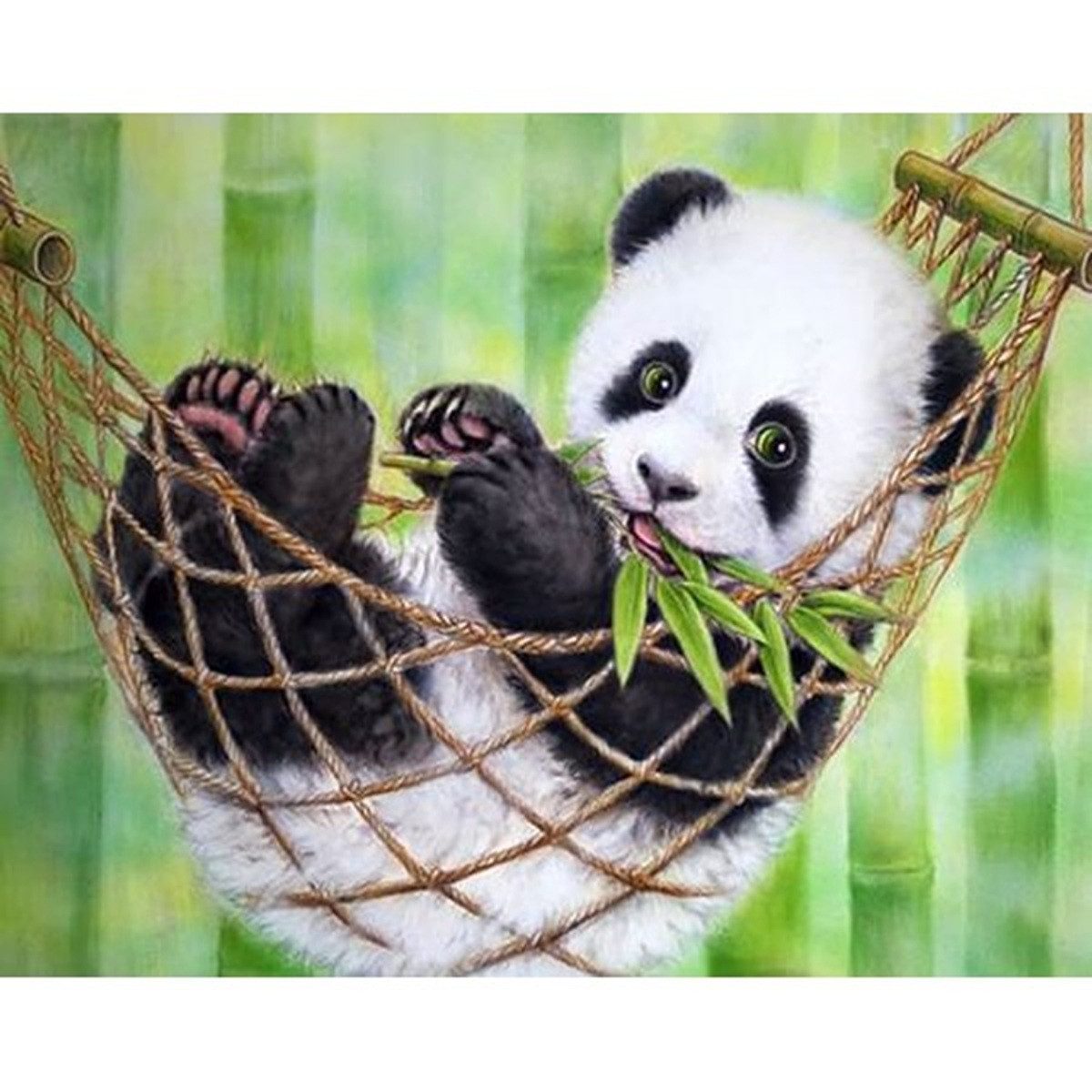 Idena Malen nach Zahlen PRACHT Diamond Painting Panda 40x30cm