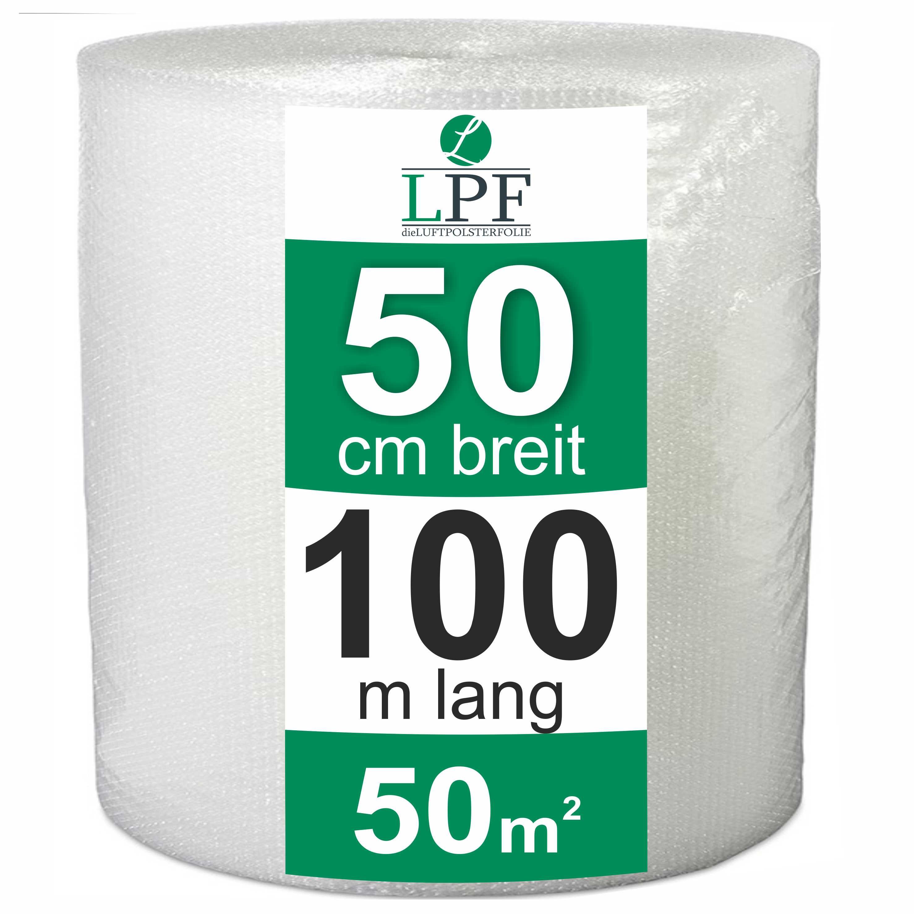 LPF dieLUFTPOLSTERFOLIE Schutzfolie Luftpolsterfolie Breite 50 cm x 100 m Blasenfolie Verpackungsfolie
