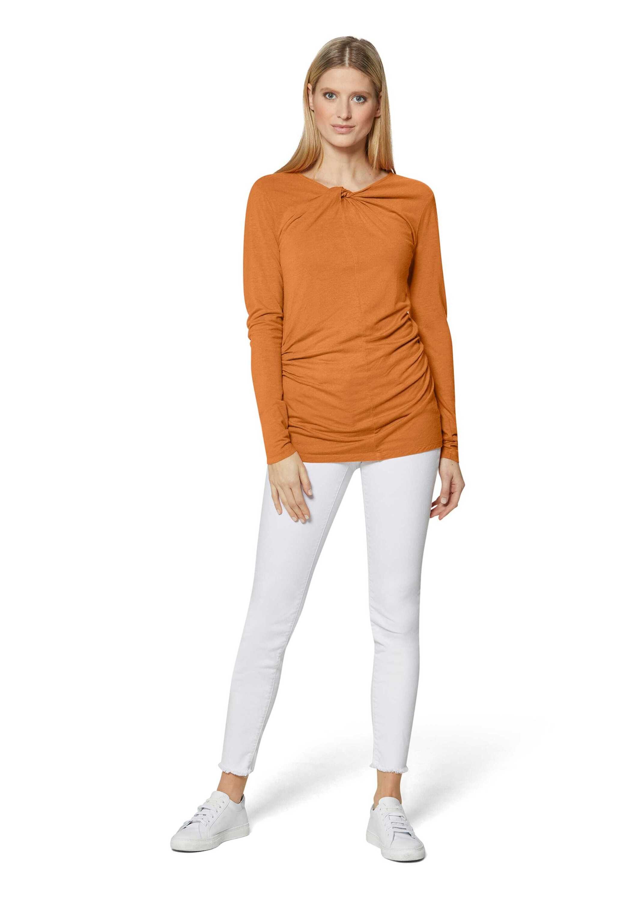 Langarmshirt Langarmshirt mit Knoten und Raffungen