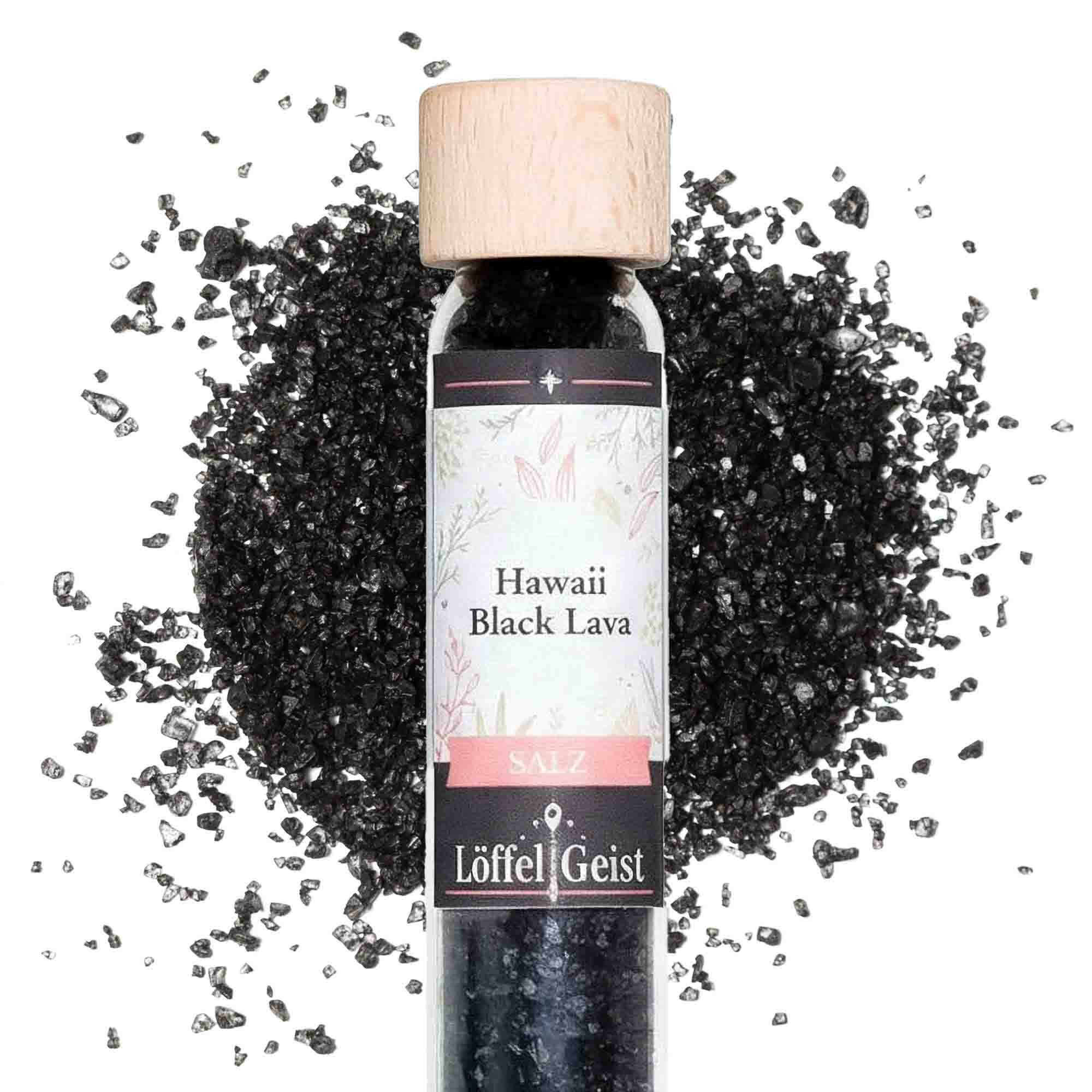 Löffelgeist Gewürz Hawaii Black Lava Salz(64g im praktischen Dosierglas)