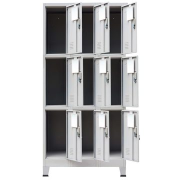 vidaXL Kleiderschrank Schließfachschrank mit 9 Fächern Stahl 90x45x180 cm Grau