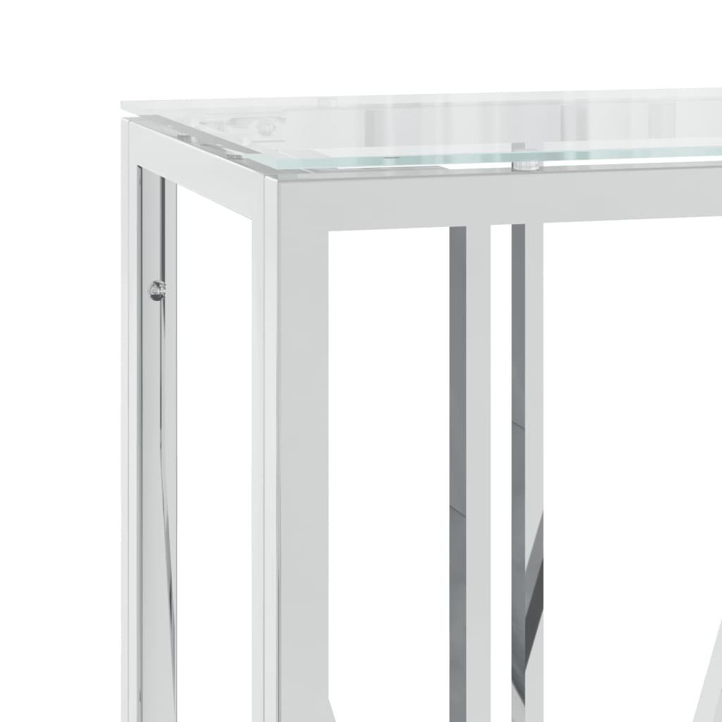 vidaXL und 110x30x70 Edelstahl cm Silbern Glas Beistelltisch Konsolentisch