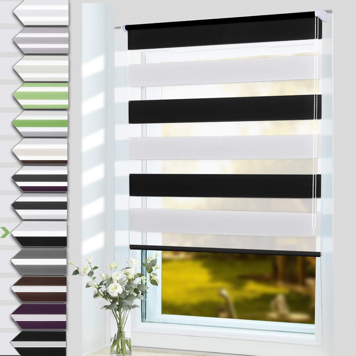 Doppelrollo doppelrollo Klemmfix ohne Bohren, OUBO, verdunkelnd, verspannt, Klämmträger, Lichtschutz schnelle und einfache Montage mit beiliegendem