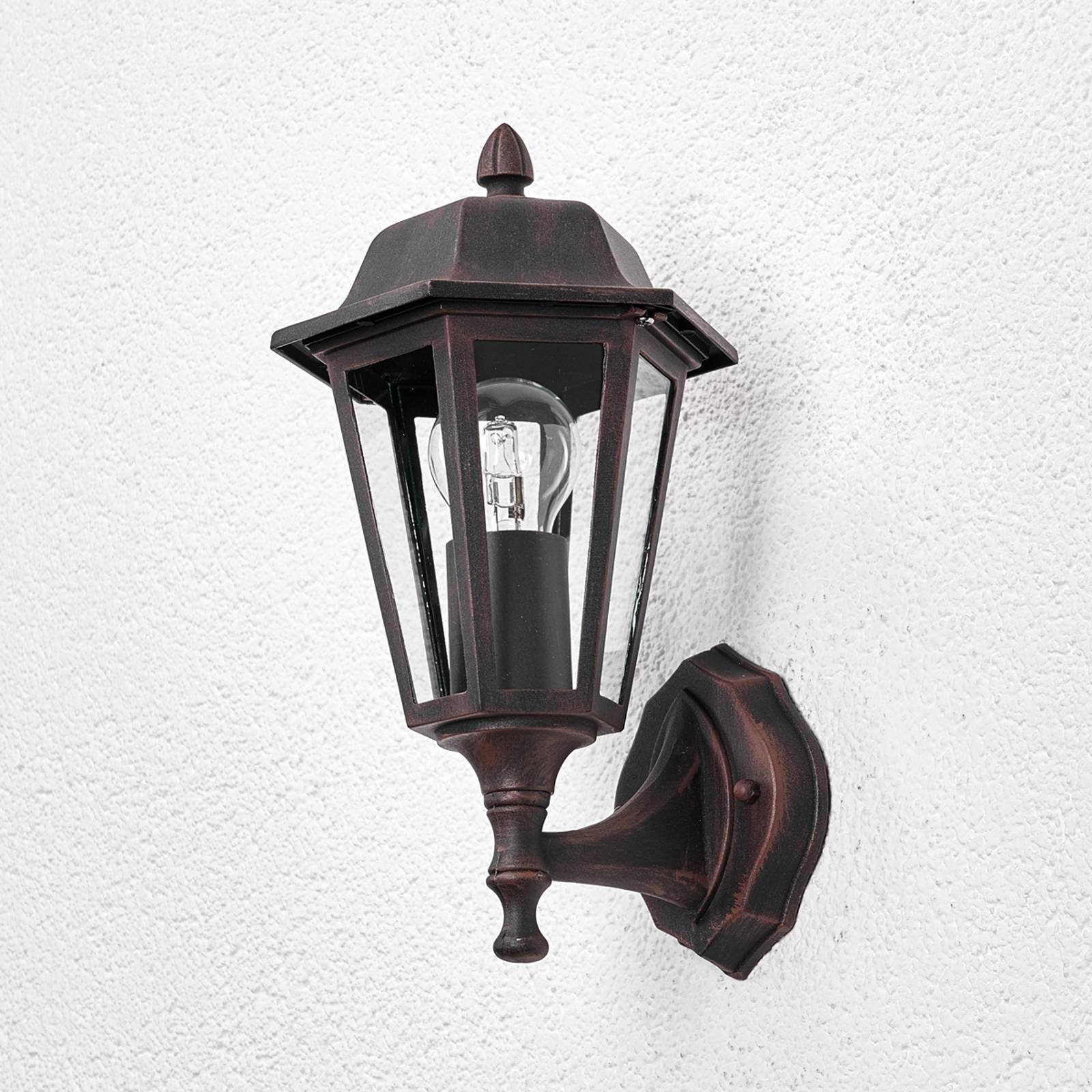 Lindby Außen-Wandleuchte Lamina, Metall, Braun IP44, 1 x 15 W LED