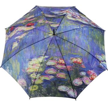 HAPPY RAIN Langregenschirm großer Regenschirm mit Künstlermotiv für Damen, Motiv Monet Seerosen