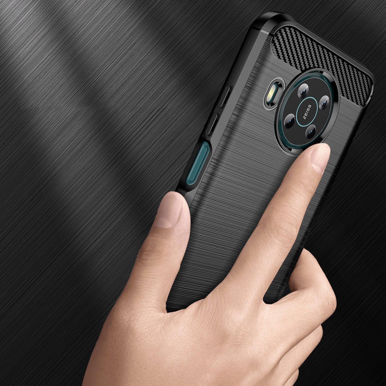cofi1453 Handyhülle Silikon Hülle Bumper Carbon für NOKIA X20 Schwarz, Case Cover Schutzhülle Bumper