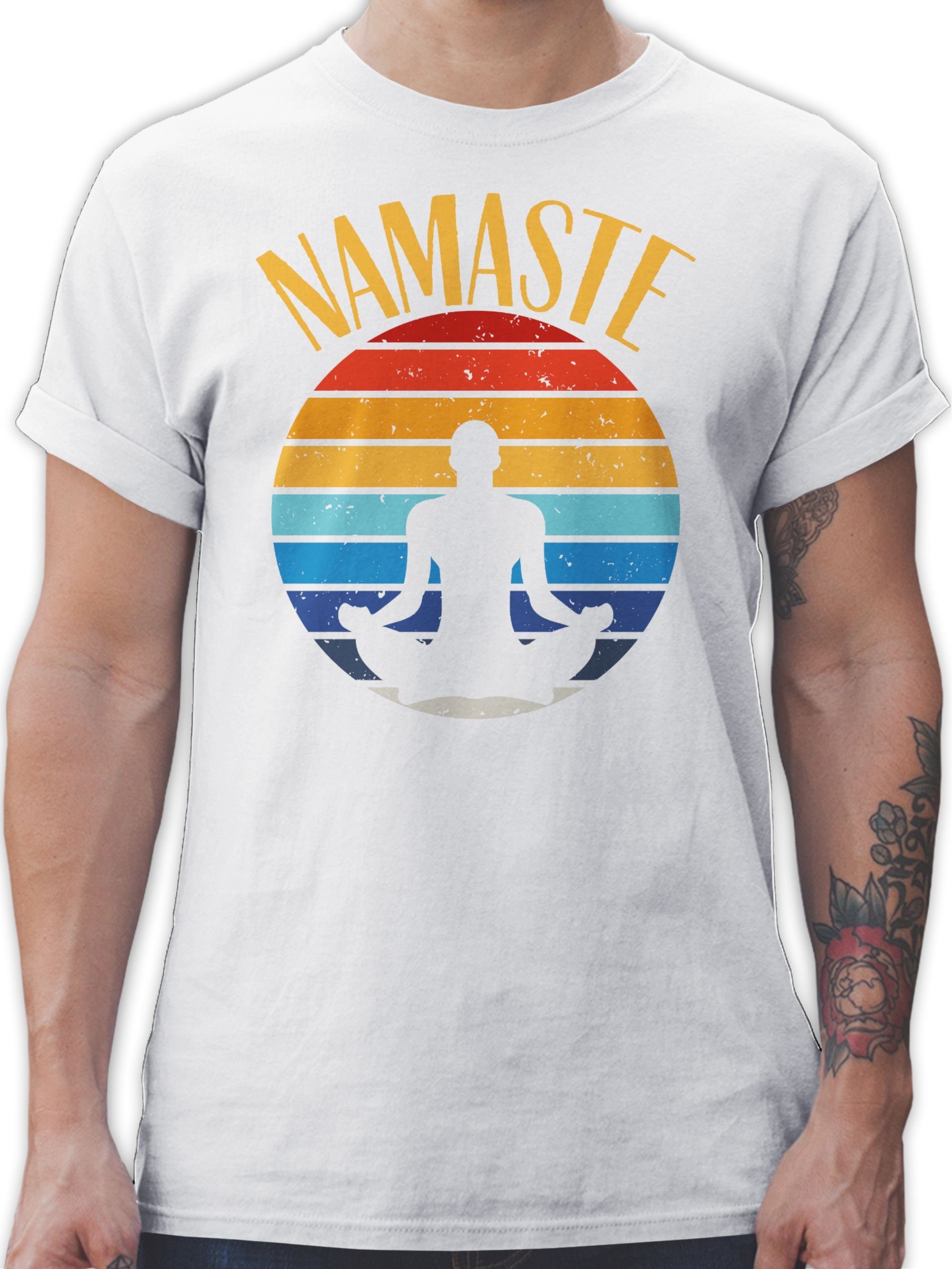 Shirtracer T-Shirt Namaste bunt Yoga und Wellness Geschenk 01 Weiß