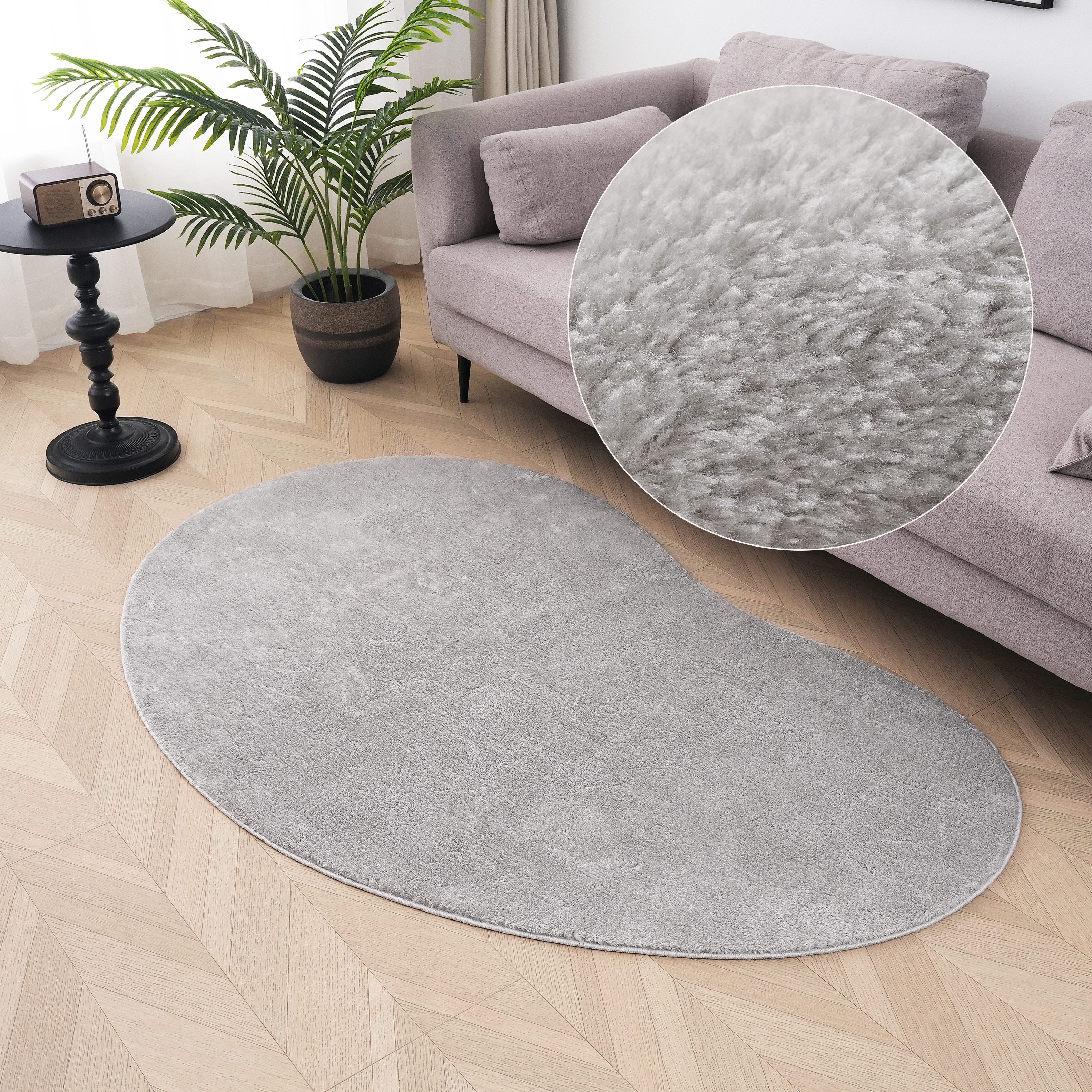 my home Teppich Cali Bean, U-förmig, Höhe: 16 mm, besondere Form, Uni, weic günstig online kaufen