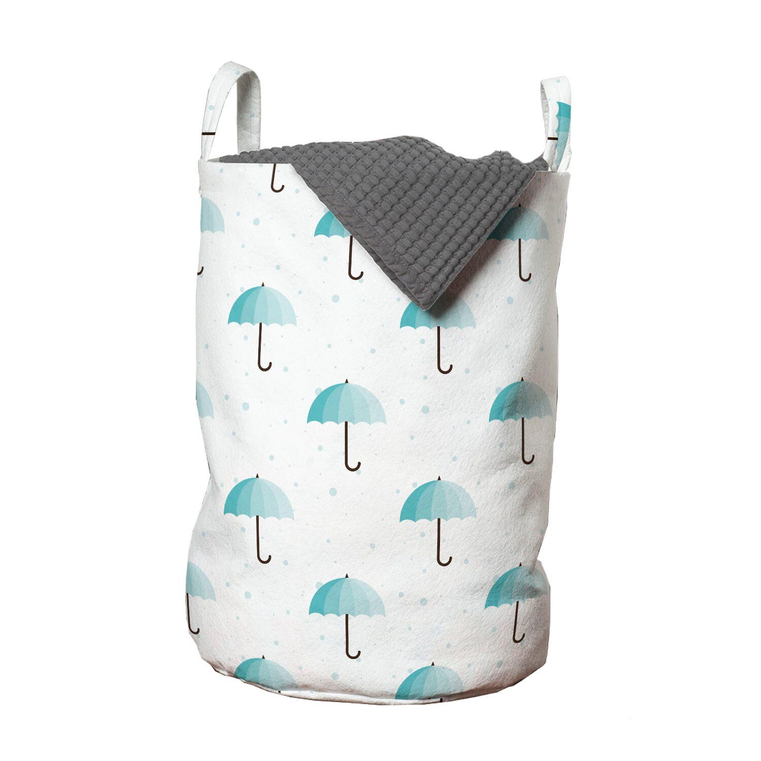 Abakuhaus Wäschesäckchen Wäschekorb mit Griffen Kordelzugverschluss für Waschsalons, Regenschirm Unregelmäßige Runden Regen Kunst