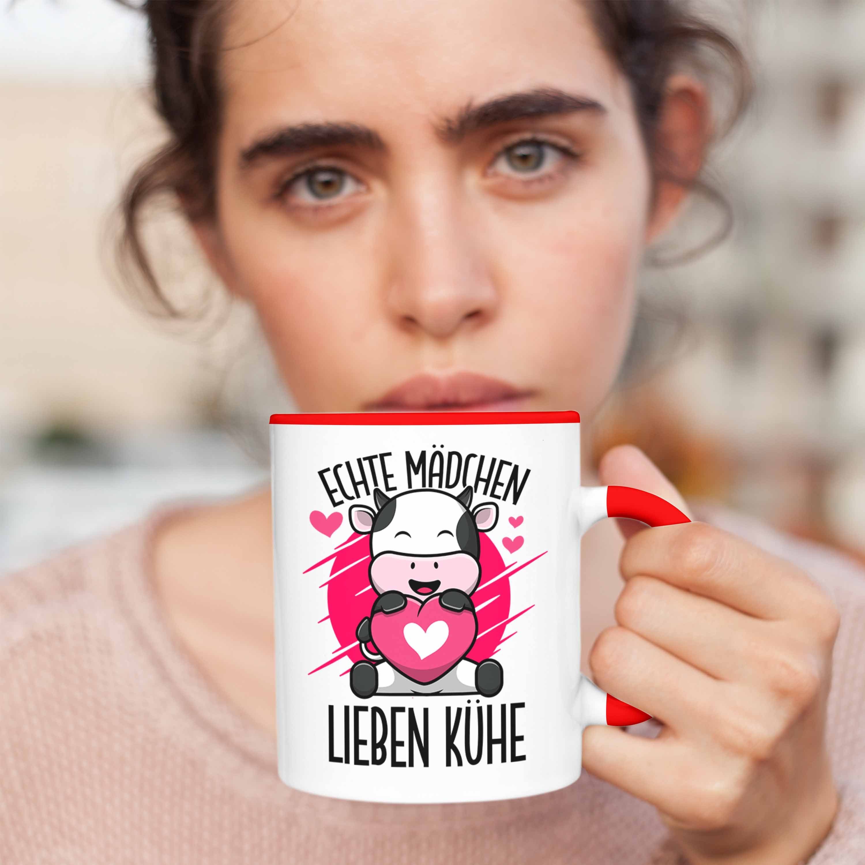 Kuh Tasse Mädchen Liebhaber Kühe für Lustige Tasse Geschenkidee Rot Trendation