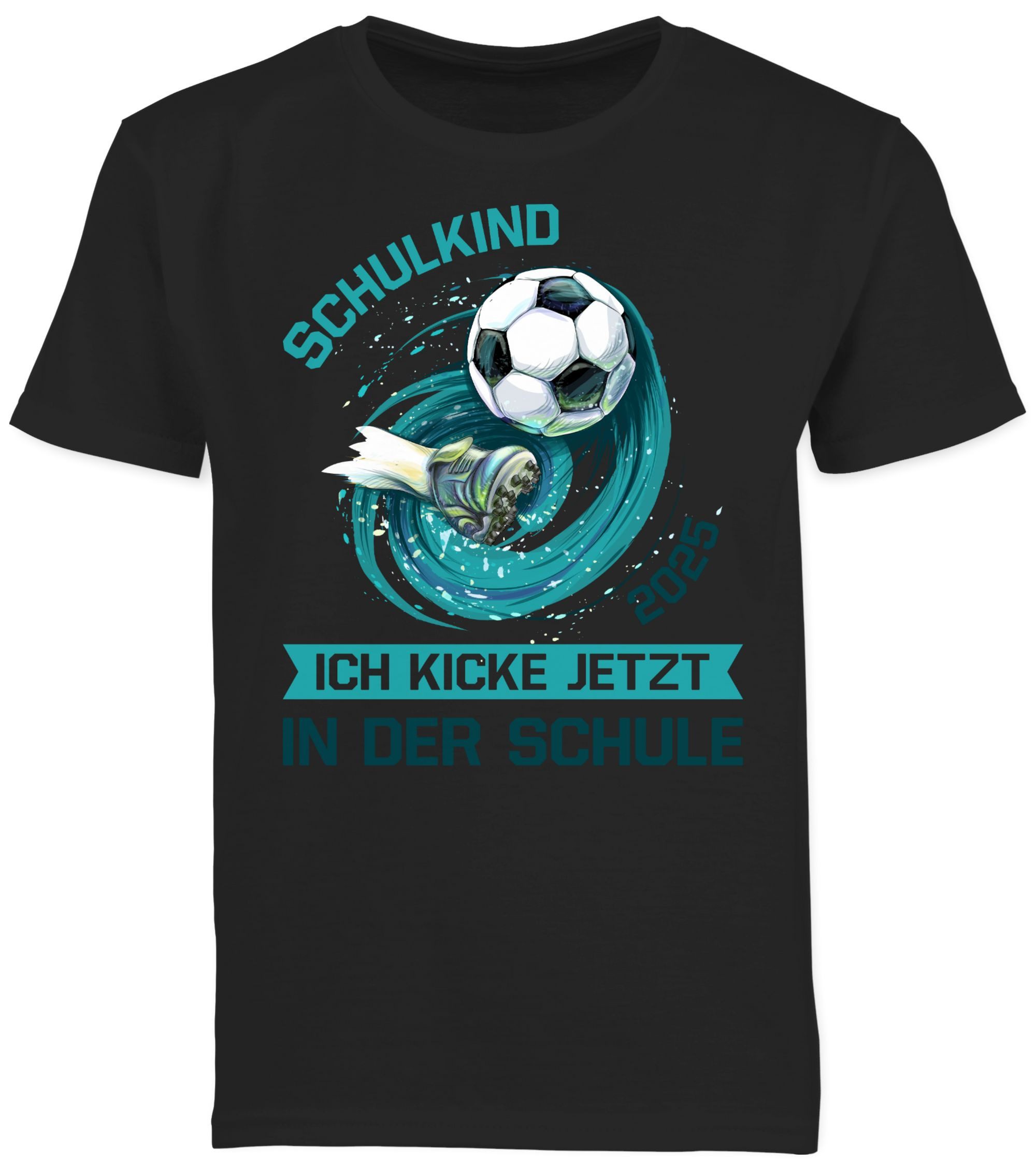 T-Shirt Fußball, Schulkind 2025, Ich kicke jetzt in der Schule, Einschulung