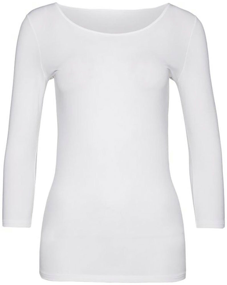 Marc Langarmshirt Longsleeve, white "Collection Damenmode Hauchzartes Essential" elastisch Cain Premium