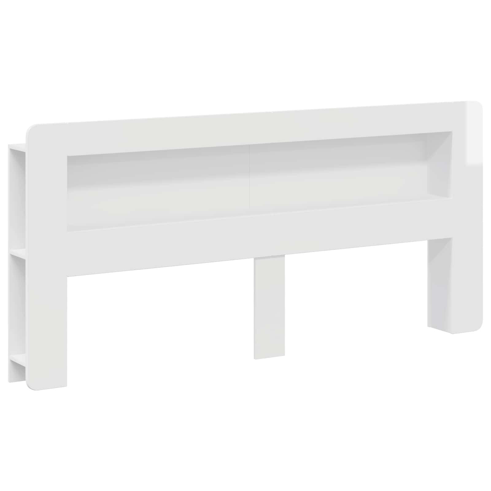 vidaXL Bett Kopfteil-Schrank mit Speicher Hochglanz Weiß Holzwerkstoff (1-tlg)