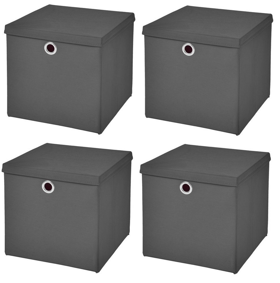 StickandShine Faltbox 4 Stück 33 x 33 x 33 cm Faltbox mit Deckel