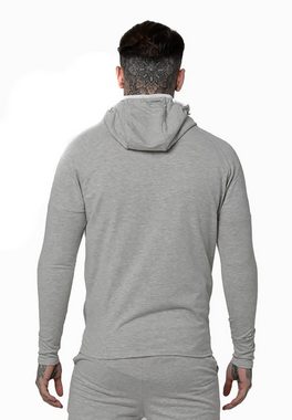 Siksilk Hoodie SikSilk Sweater Herren SPORTS ELASTICATED ZIP THROUGH HOODIE SS-14851 Grey Marl