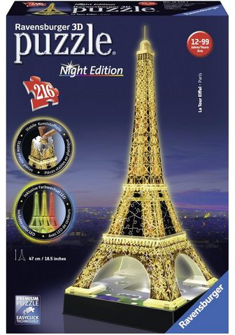 RAVENSBURGER 3D-Puzzle "Eiffelturm bei Nacht&q...