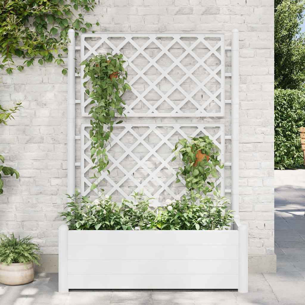 vidaXL Blumentopf Pflanzkübel mit Spalier 100x43x142 cm PP Weiß (1 St)