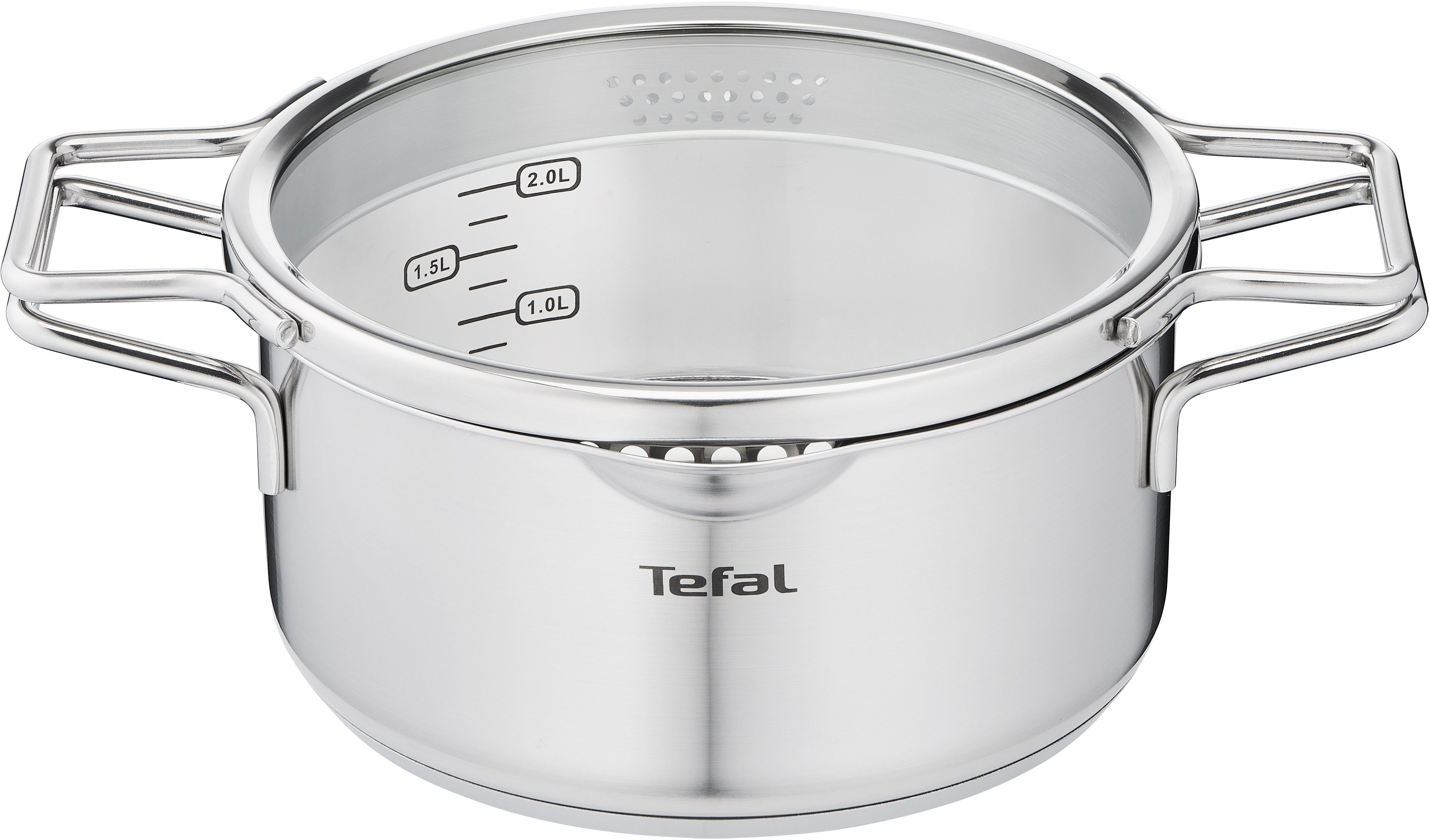 Tefal Topf-Set Jamie Oliver Ingenio G6, Topfset Induktion mit Pfannen, Edelstahl (Set, 6-tlg., Bratpfanne 28 cm, Kasserollen 16/20 cm, Schmorpfanne 24 cm, 3 Deckel), Thermo-Signal, für alle Herdarten geeignet, L9769932