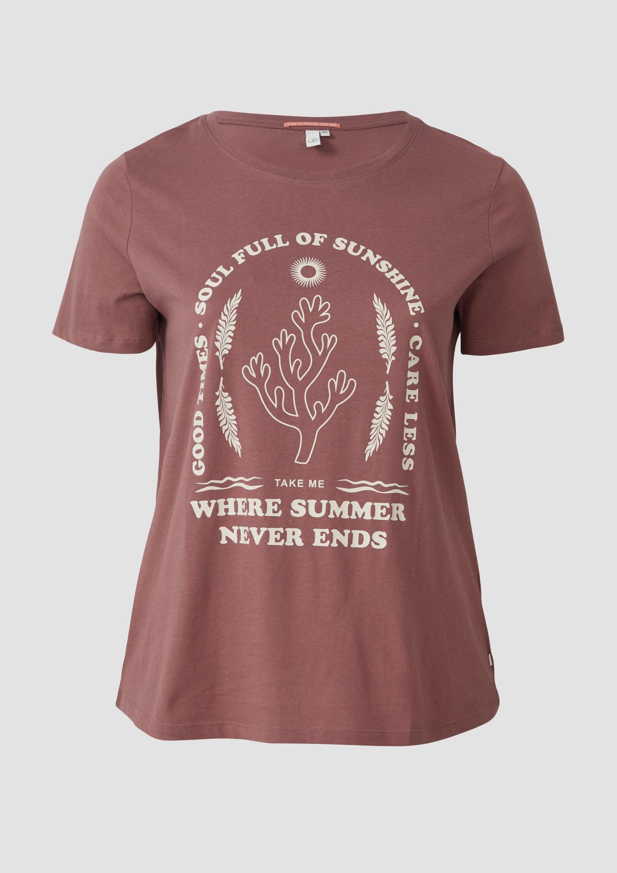 QS Kurzarmshirt T-Shirt Baumwoll T-Shirt mit Frontprint