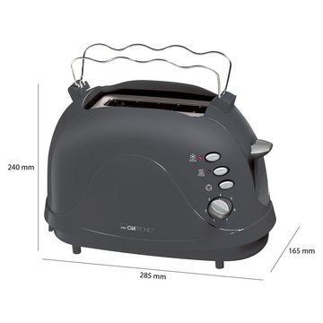 CLATRONIC Toaster 2 Scheiben Toastautomat TA 3565 mit Krümelschublade, 2 kurze Schlitze, für 2 Scheiben, 700 W, Brötchenaufsatz, Aufwärm-, Auftau-, Schnellstoppfunktion