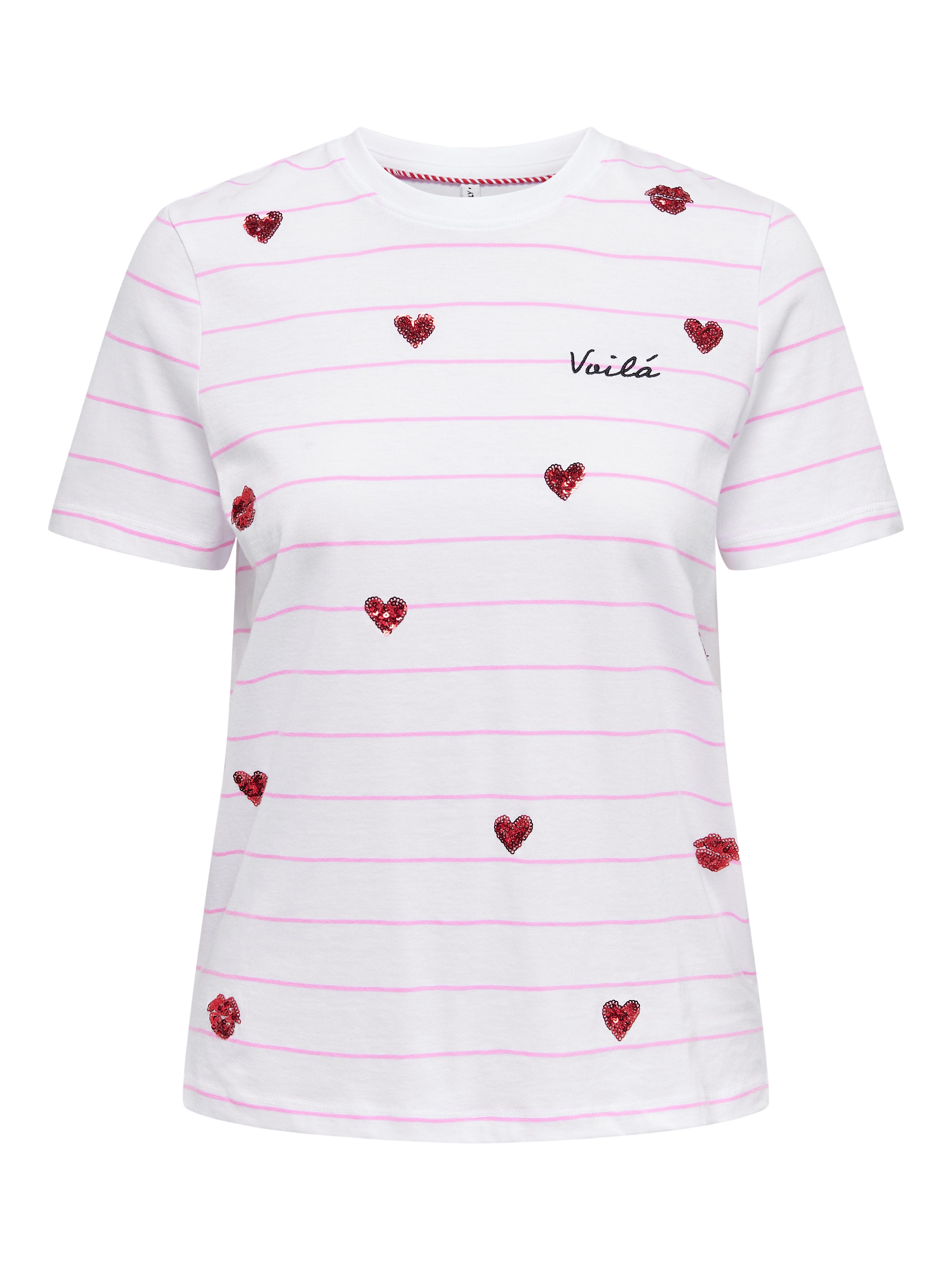 T-Shirt ONLKITA LIFE REG S/S HEART TOP BOX JRS